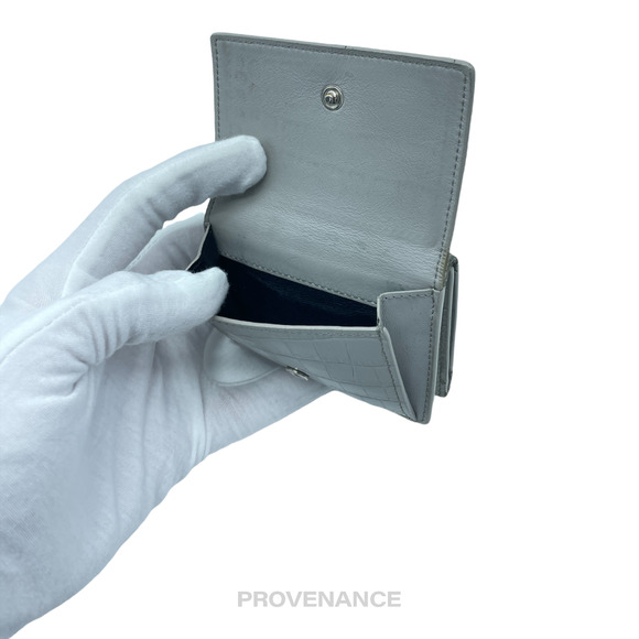 🔴 Saint Laurent Paris SLP Compact Snap Card Wallet - Gray Croc Leather - Picture 8 of 10